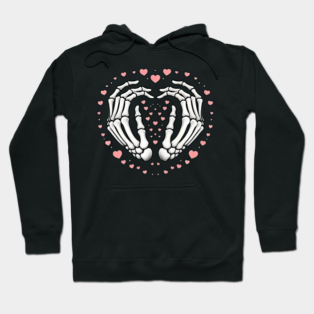 Skeleton Hand Heart Valentines Day Funny Bones Love Premium Hoodie by jadolomadolo